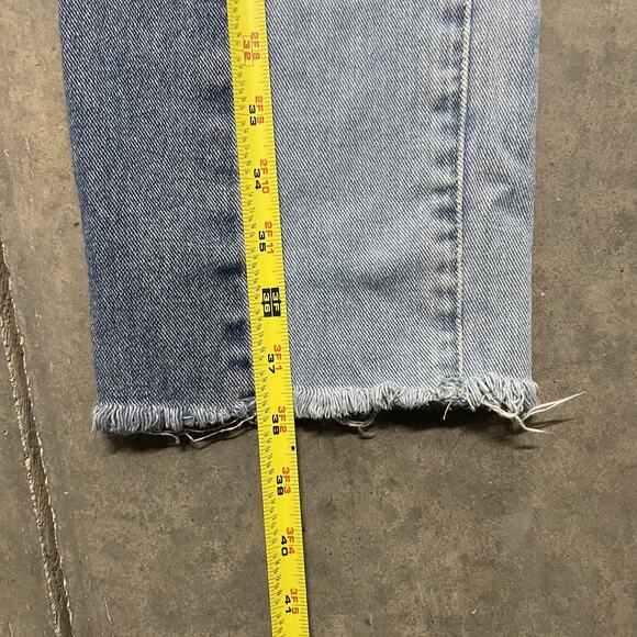 Pacsun Colorblock Patchwork Jeans Womens 29 Blue High Rise Straight Raw Hem - Picture 5 of 6